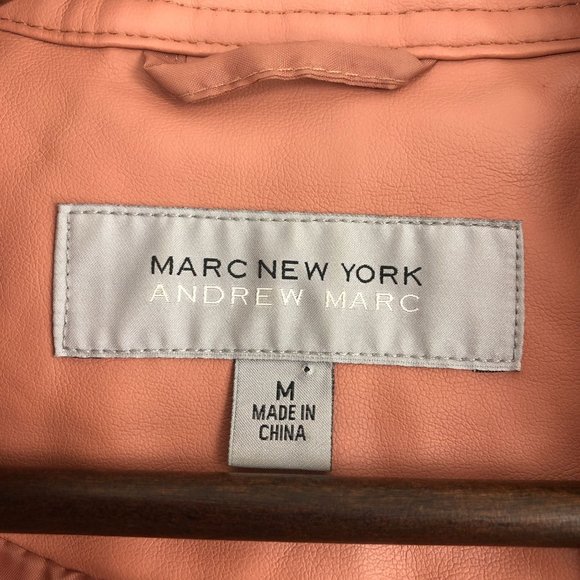 *SOLD* Marc New York Size Medium Pink Faux Leather Full Zip Long Sleeve Jacket - Picture 7 of 10